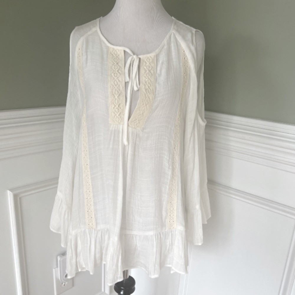 Pink Melo, Ivory Top With Cream Colored Cotton Lace, NWOT